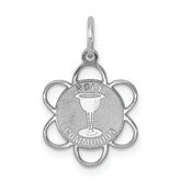 Sterling Silver Rhodium-plated Holy Communion Disc Charm
