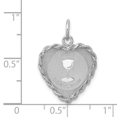 Sterling Silver 925 Polished Rhodium-Plated Holy Communion Charm Elegant and Solid Design