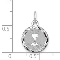 Sterling Silver Rhodium-Plated Holy Communion Charm with Polished Finish