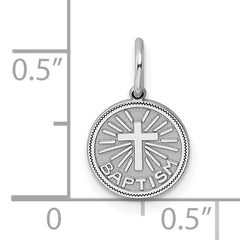 Sterling Silver Rhodium-Plated Baptism Charm with Polished Finish  Childrenâââ‰â¢s