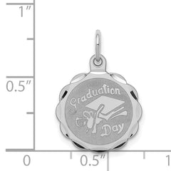 Sterling Silver Rhodium-Plated Graduation Charm with Elegant Disc Design