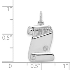 Sterling Silver 925 Diploma Charm with Rhodium Plating Elegant Graduation Gift