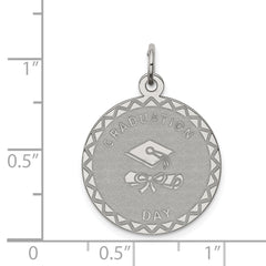 Sterling Silver 925 Rhodium-Plated Graduation Disc Charm Elegant Gift-Ready Design