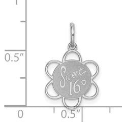 Sterling Silver Rhodium-Plated Sweet Sixteen Charm Polished Elegant Finish