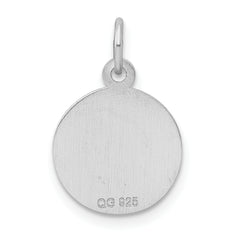 Sterling Silver 925 Sweet Sixteen Charm with Polished Rhodium Finish