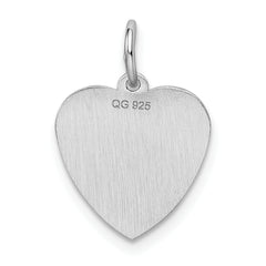 Sterling Silver Rhodium-Plated Sweet Sixteen Heart Charm Polished Finish