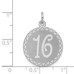 Sterling Silver Rhodium-Plated Sweet Sixteen Charm with Polished Finish