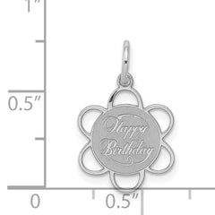 Sterling Silver Rhodium-Plated Happy Birthday Charm with Polished Finish