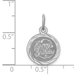 Sterling Silver Rhodium-Plated Happy Birthday Charm with Polished Finish