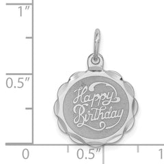 Sterling Silver 925 Rhodium-Plated Birthday Charm with Polished Finish