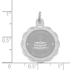 Sterling Silver Rhodium-Plated Happy Birthday Charm with Polished Finish Elegant Style