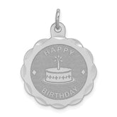 Sterling Silver Rhodium-plated Happy Birthday Disc Charm