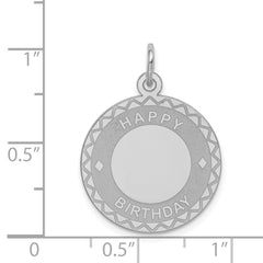 Sterling Silver Rhodium-Plated Birthday Charm with Polished Finish