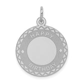 Sterling Silver Rhodium-plated Happy Birthday Disc Charm