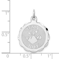 Sterling Silver Rhodium-Plated It's a Boy Charm with Polished Finish