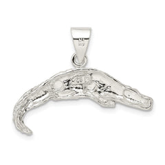 Sterling Silver Alligator Charm with Polished Anti-Tarnish Finish 925 Solid