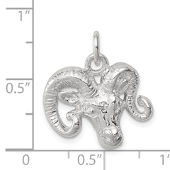 925 Sterling Silver Ram Charm with Polished Finish and Anti-Tarnish Coating