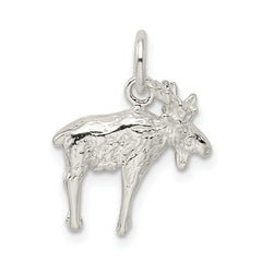 Sterling Silver 3D Moose Charm with Polished Anti-Tarnish Finish