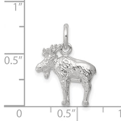 Sterling Silver 3D Moose Charm with Polished Anti-Tarnish Finish
