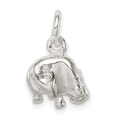 Sterling Silver 925 Polished Hippo Charm with Anti-Tarnish Finish