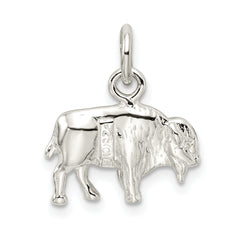Sterling Silver 3D Buffalo Charm with Polished Anti-Tarnish Finish