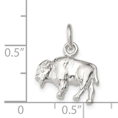Sterling Silver 3D Buffalo Charm with Polished Anti-Tarnish Finish