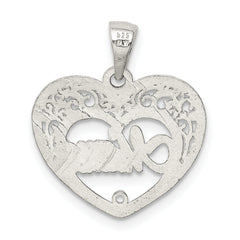 Sterling Silver 925 Mama Heart Charm with Polished Anti-Tarnish Finish