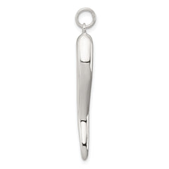 Sterling Silver 925 Italian Horn Pendant with Polished 3D Design and Anti-Tarnish Finish