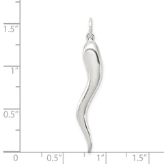 Sterling Silver 925 Italian Horn Pendant with Polished 3D Design and Anti-Tarnish Finish