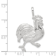 Sterling Silver 925 Rooster Charm with Polished Anti-Tarnish Finish