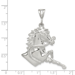 Sterling Silver 925 Horse Charm with Polished Finish for Men