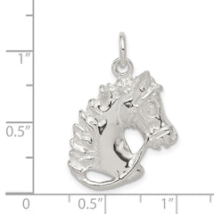 925 Sterling Silver Horse Charm with Polished Solid Design for Men