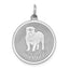 Sterling Silver Rhodium-plated Bull Dog Disc Charm