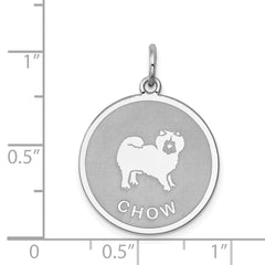Sterling Silver 925 Rhodium-Plated Engravable Chow Disc Charm Elegant Finish