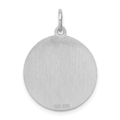 Sterling Silver 925 Doberman Pinscher Disc Charm, Rhodium-Plated, Engravable Sophisticated Design