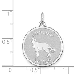 Sterling Silver 925 Rhodium-Plated Engravable English Setter Charm