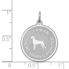 Sterling Silver Rhodium-Plated German Shorthaired Pointer Charm, Engravable, Laser Design