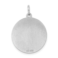 Sterling Silver Rhodium-Plated Great Dane Disc Charm Engravable Elegant Design