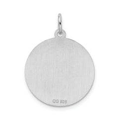 Sterling Silver 925 Greyhound Disc Pendant with Rhodium Plating and Engravable Back