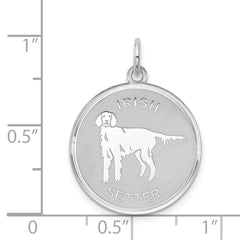 Sterling Silver Rhodium-Plated Irish Setter Charm with Engravable Back