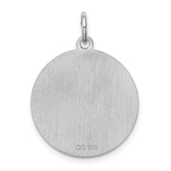 Sterling Silver Rhodium-Plated Maltese Disc Charm, Engravable Laser Design