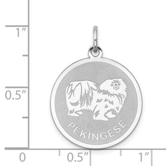 Sterling Silver Rhodium-Plated Pekingese Charm with Engravable Back