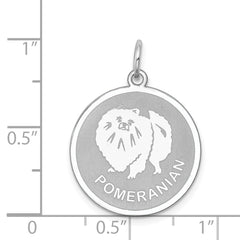 Sterling Silver Rhodium-Plated Pomeranian Charm with Engravable Back