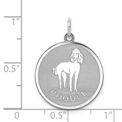 Sterling Silver Rhodium-Plated Poodle Charm with Engravable Back