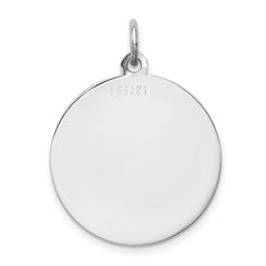 Sterling Silver Samoyed Charm with Rhodium-Plated Finish Engravable Disc