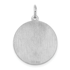 Sterling Silver 925 Schipperke Charm with Rhodium-Plated Engravable Disc