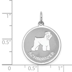 Sterling Silver Rhodium-Plated Schnauzer Charm with Engravable Back
