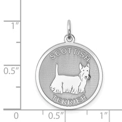Sterling Silver Scottish Terrier Disc Charm, Rhodium-Plated & Engravable