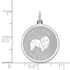 Sterling Silver 925 Shetland Sheepdog Charm with Rhodium Plating Engravable