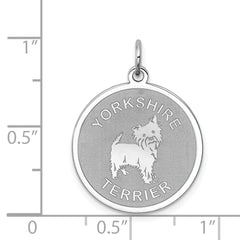 Sterling Silver 925 Yorkshire Terrier Charm Rhodium-Plated Engravable